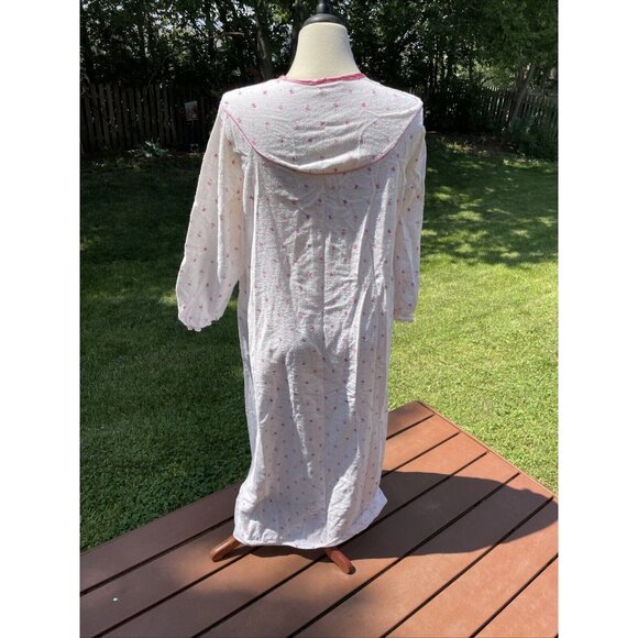 Vintage Country Craft Floral Cotton Nightgown With Pink Accents Long Sleeve Size - Picture 4 of 10